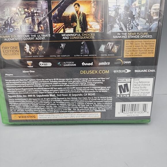 Deus Ex: Mankind Divided - Day One Edition XBOX One Brand New + Factory Sealed - Picture 8 of 9